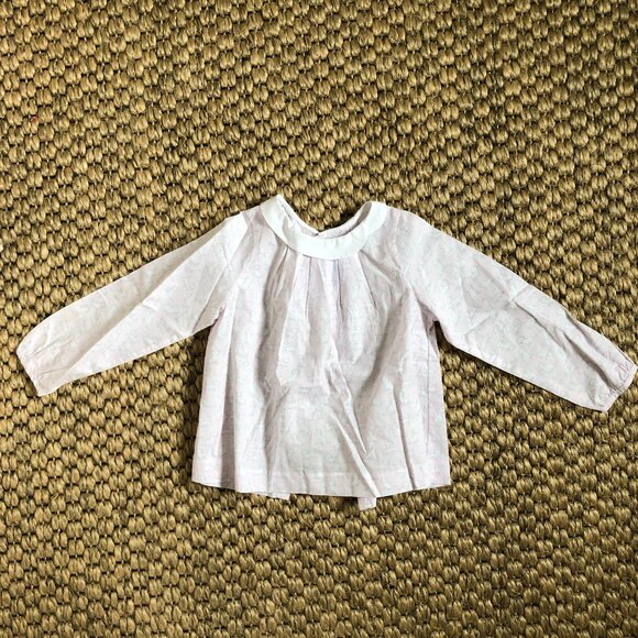 Jacadi Girls 36m cat print cotton poplin blouse with collar - Picture 1 of 4